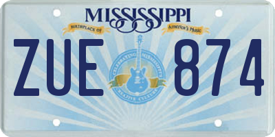 MS license plate ZUE874