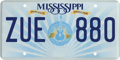 MS license plate ZUE880