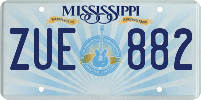 MS license plate ZUE882