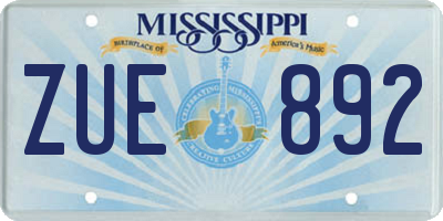 MS license plate ZUE892