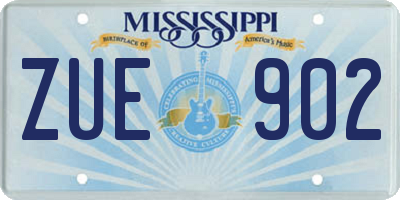 MS license plate ZUE902