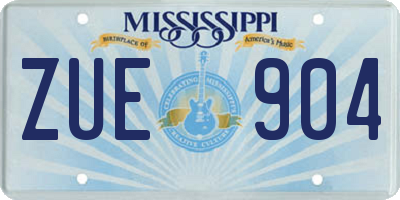 MS license plate ZUE904