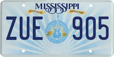 MS license plate ZUE905