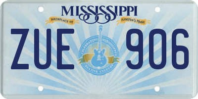 MS license plate ZUE906