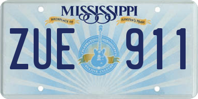 MS license plate ZUE911