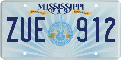 MS license plate ZUE912