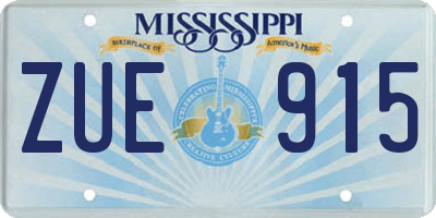 MS license plate ZUE915