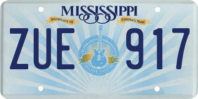 MS license plate ZUE917