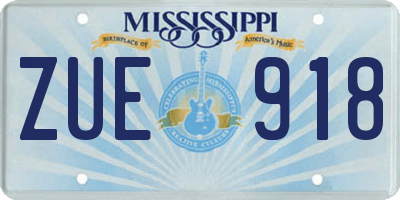 MS license plate ZUE918