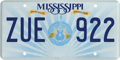 MS license plate ZUE922