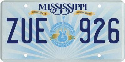 MS license plate ZUE926