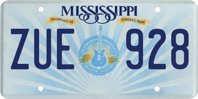 MS license plate ZUE928