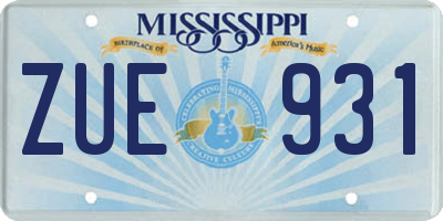 MS license plate ZUE931
