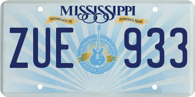 MS license plate ZUE933