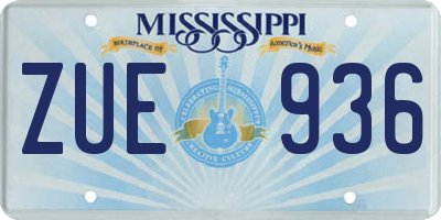 MS license plate ZUE936
