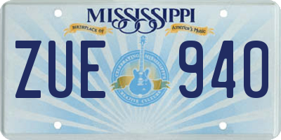 MS license plate ZUE940