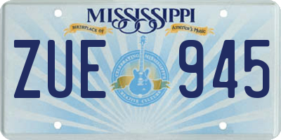 MS license plate ZUE945