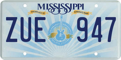 MS license plate ZUE947
