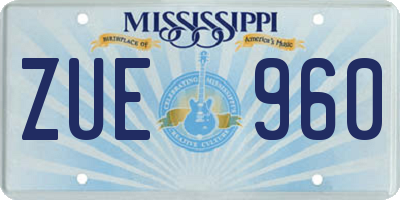 MS license plate ZUE960