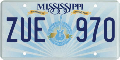 MS license plate ZUE970