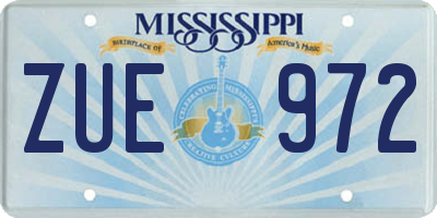 MS license plate ZUE972