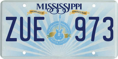 MS license plate ZUE973