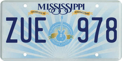 MS license plate ZUE978