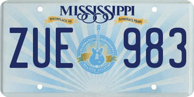 MS license plate ZUE983