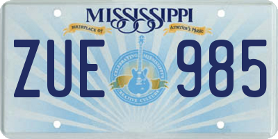 MS license plate ZUE985