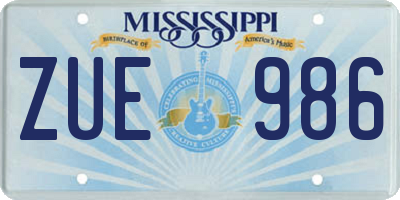 MS license plate ZUE986