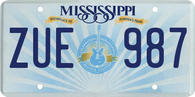MS license plate ZUE987
