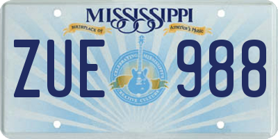 MS license plate ZUE988