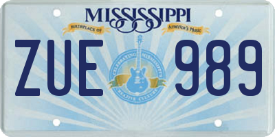 MS license plate ZUE989