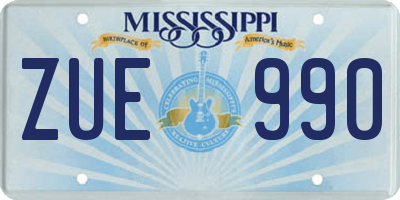 MS license plate ZUE990
