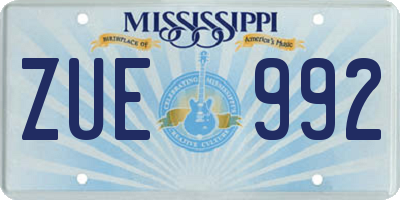 MS license plate ZUE992