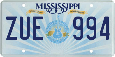 MS license plate ZUE994