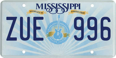 MS license plate ZUE996