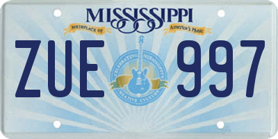 MS license plate ZUE997