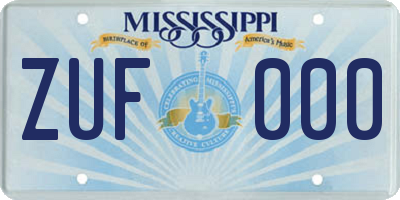 MS license plate ZUF000