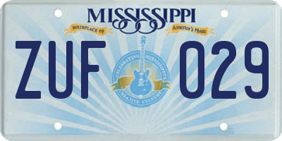 MS license plate ZUF029