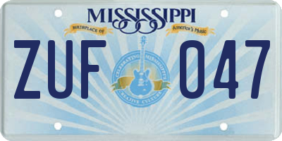 MS license plate ZUF047