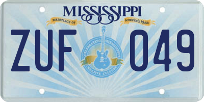 MS license plate ZUF049
