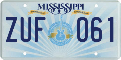 MS license plate ZUF061