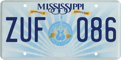 MS license plate ZUF086
