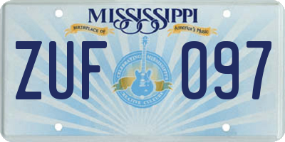MS license plate ZUF097