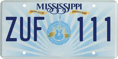 MS license plate ZUF111