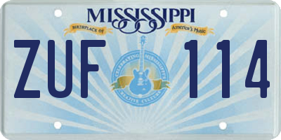 MS license plate ZUF114