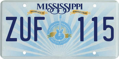 MS license plate ZUF115