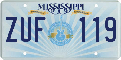MS license plate ZUF119