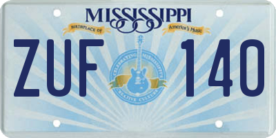MS license plate ZUF140
